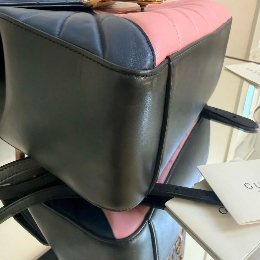 Gucci Queen Margaret Tropuntata Bamboo Multicolor Backpack Pearl Bee Clasp Rare